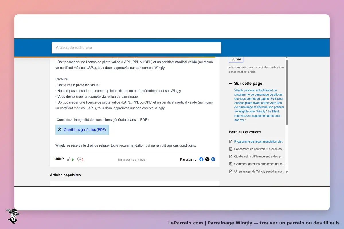 Wingly : conditions d'éligibilité pour devenir pilote et informations sur le parrainage