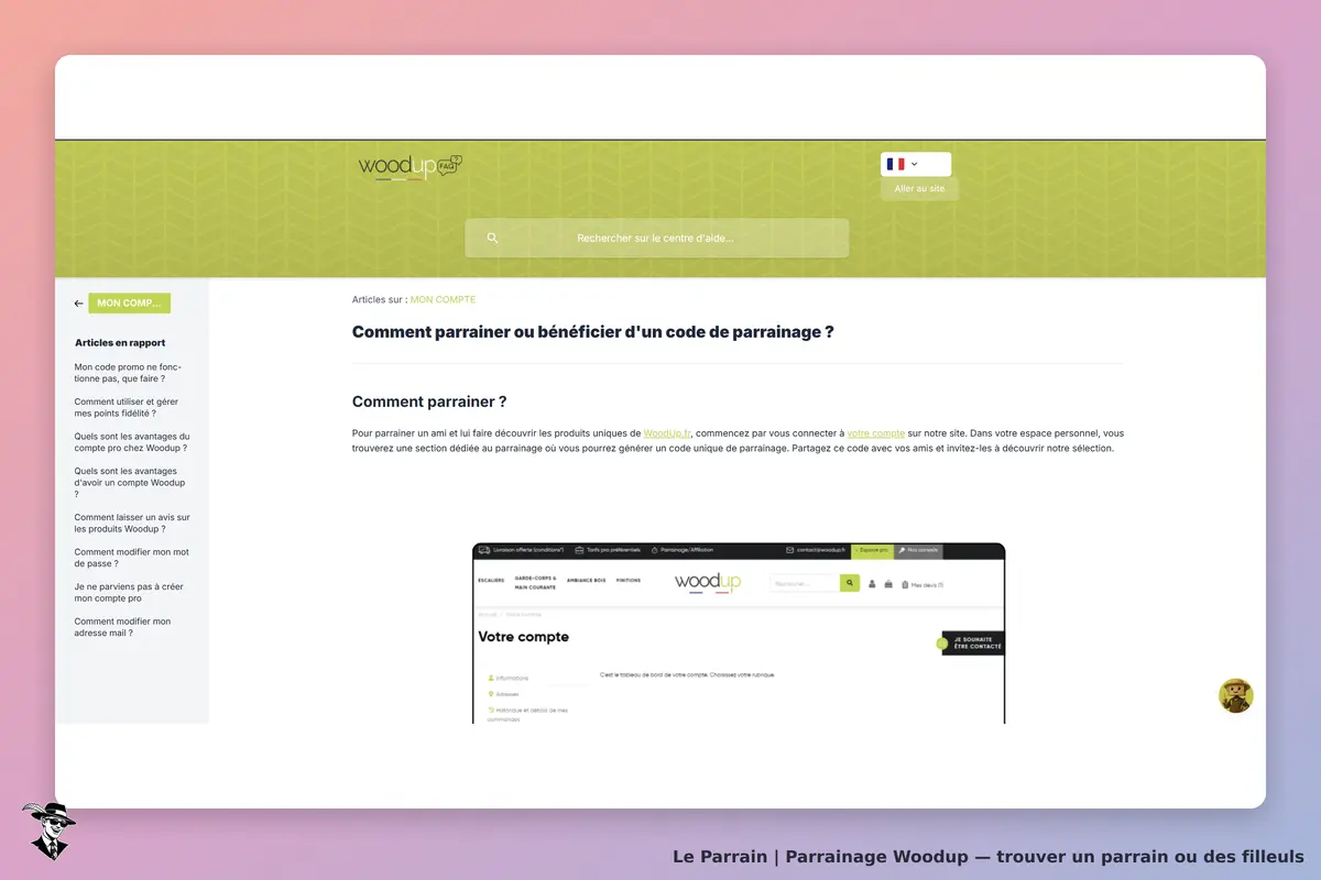Page qui mentionne l'existence du programme