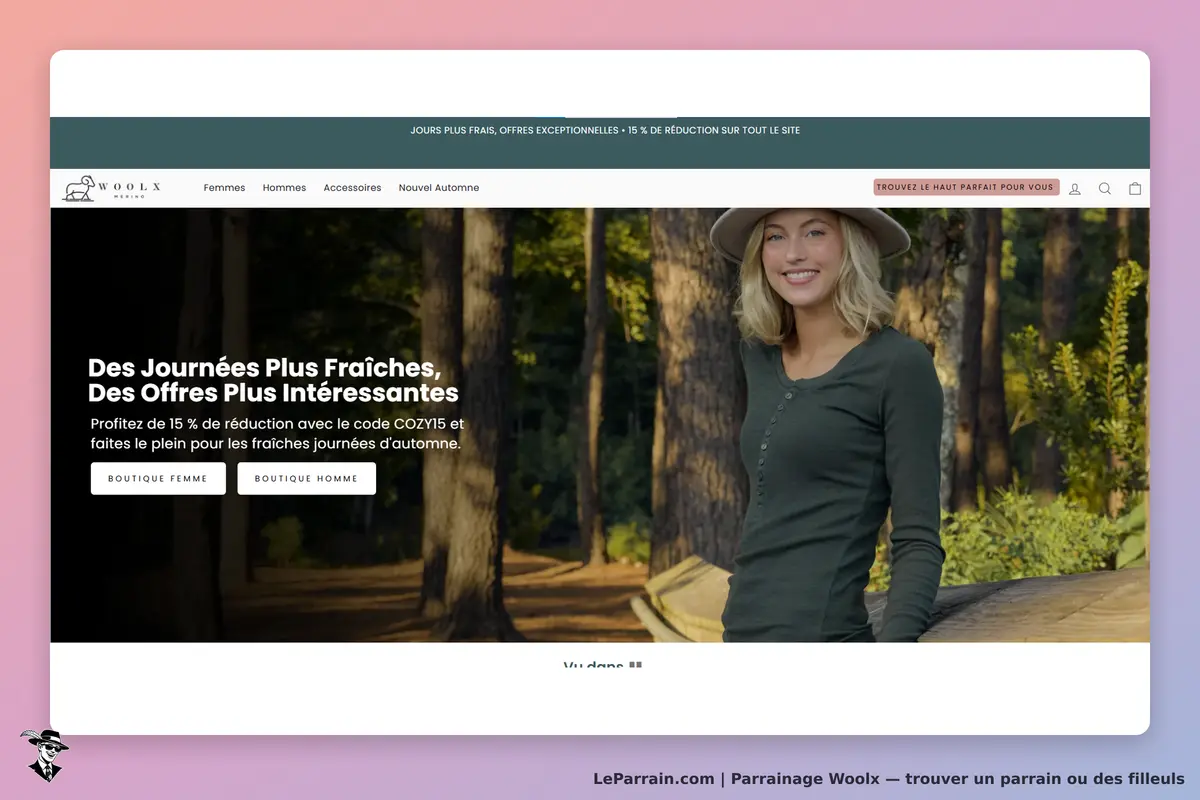 Woolx : modèle féminin souriant portant un haut à manches longues en pleine nature