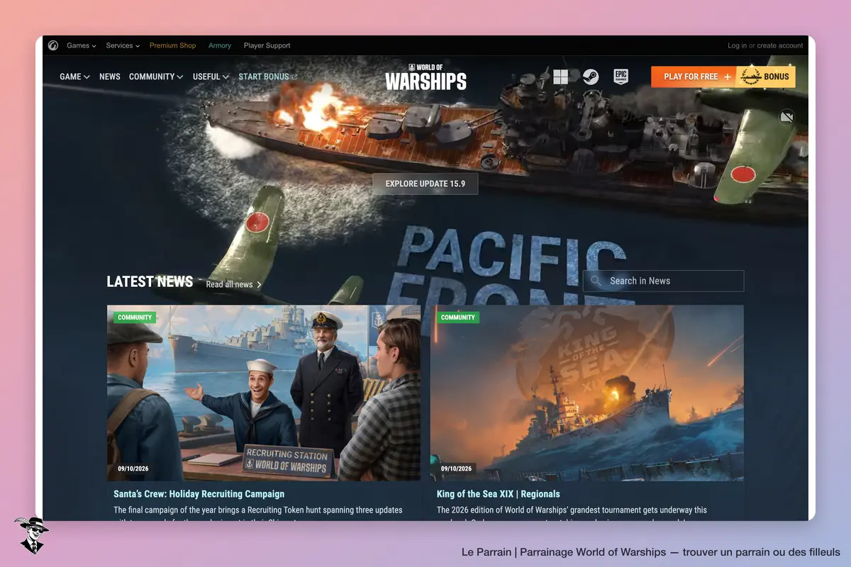 Page d'accueil de World of Warships