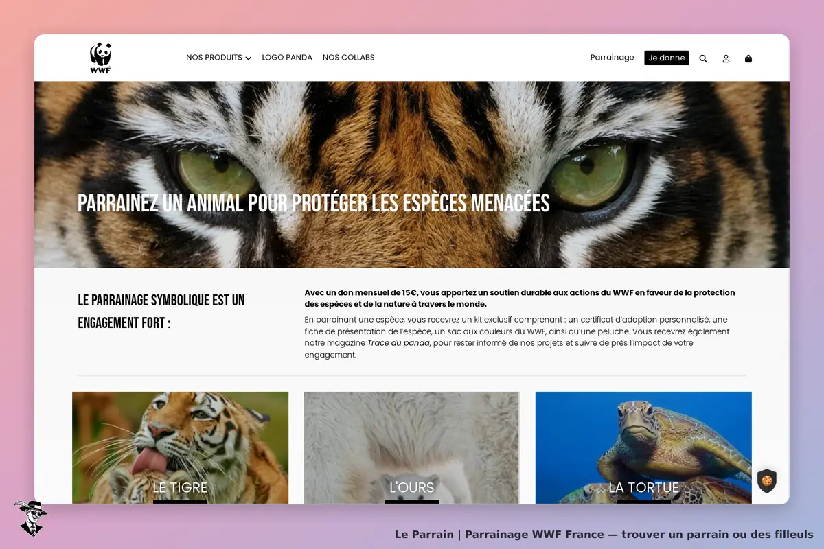 Page parrainage de WWF France