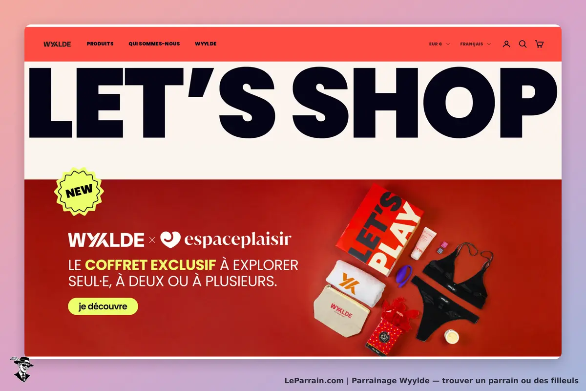 Wyylde : page d'accueil avec produits et coffret exclusif en promotion