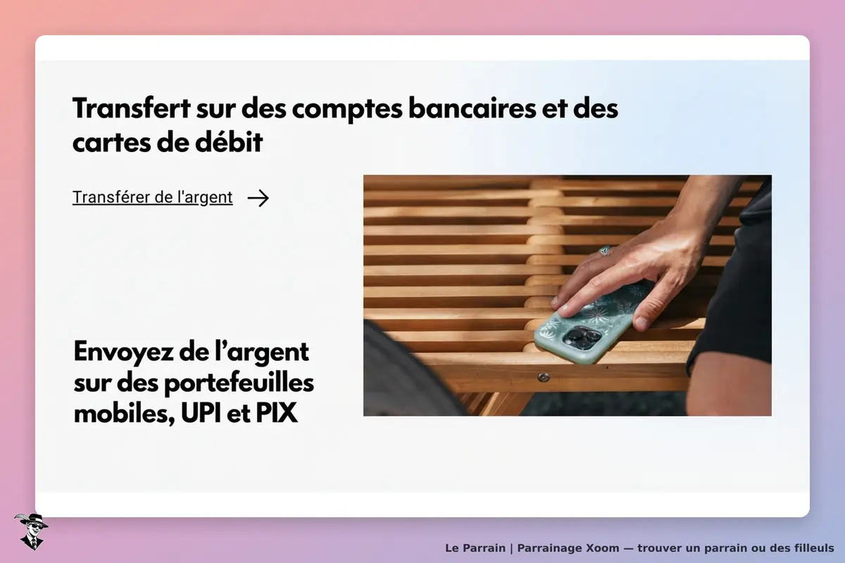 Xoom : transfert d'argent sur comptes bancaires et cartes de débit, smartphone en main