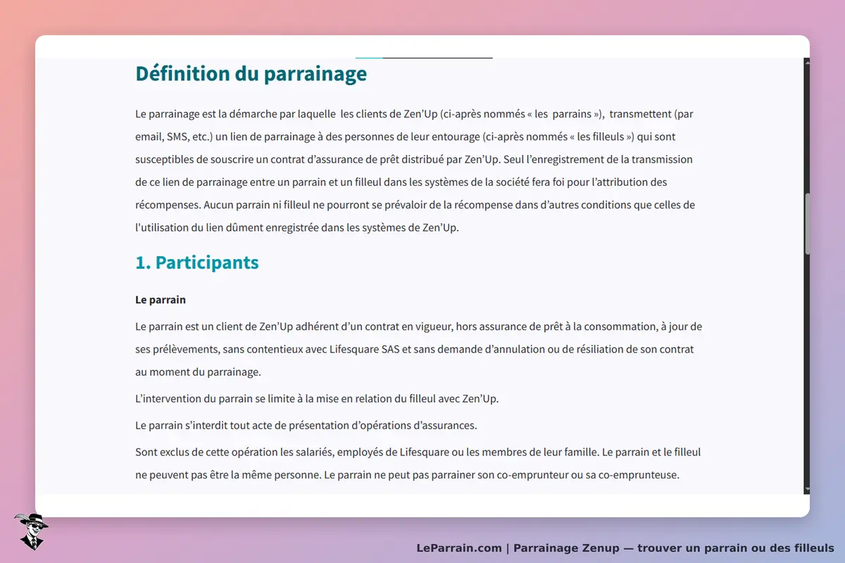 Zenup : définition du parrainage avec explications sur les participants et leurs rôles