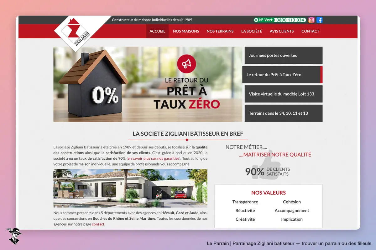Page d'accueil de Zigliani batisseur