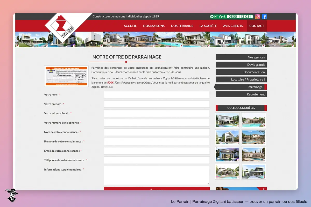Page parrainage de Zigliani batisseur