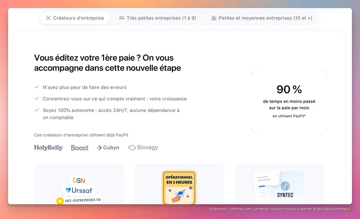 Capture d'écran 3 du programme de parrainage Payfit