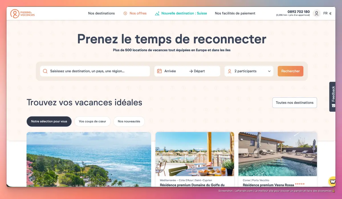 Capture d'écran 2 du programme de parrainage Pierre & Vacances