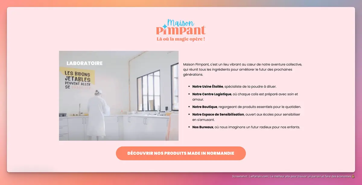 Capture d'écran 1 du programme de parrainage Pimpant