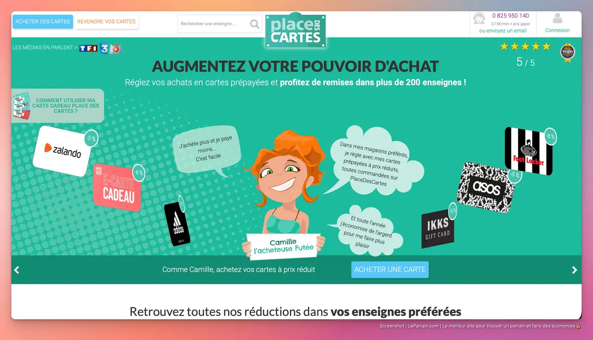 Capture d'écran 2 du programme de parrainage PlacesDesCartes