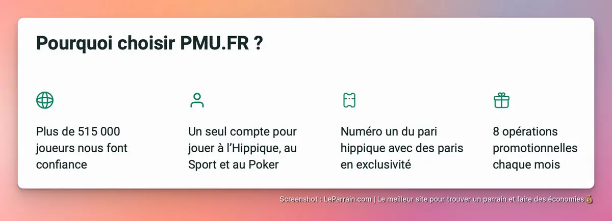 Capture d'écran 1 du programme de parrainage PMU