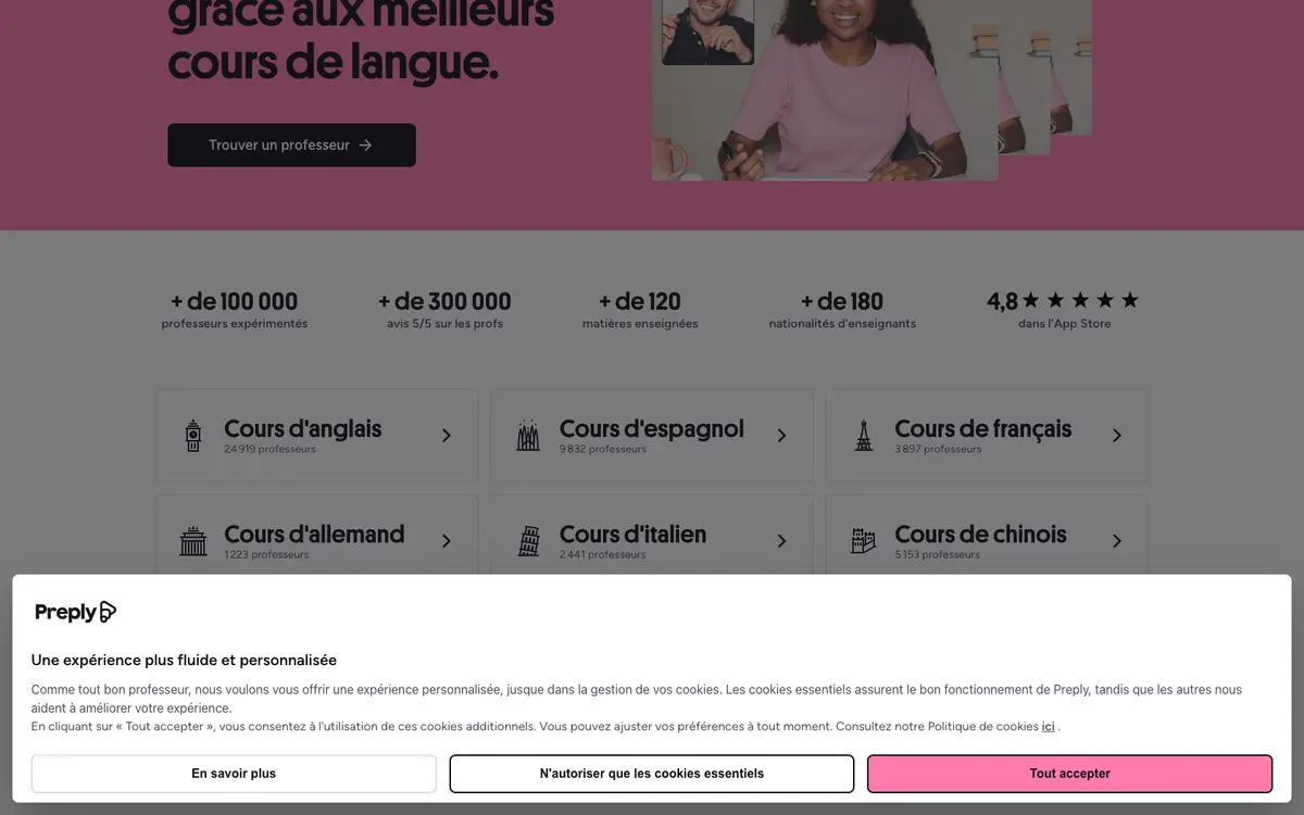 Aperçu du site Preply