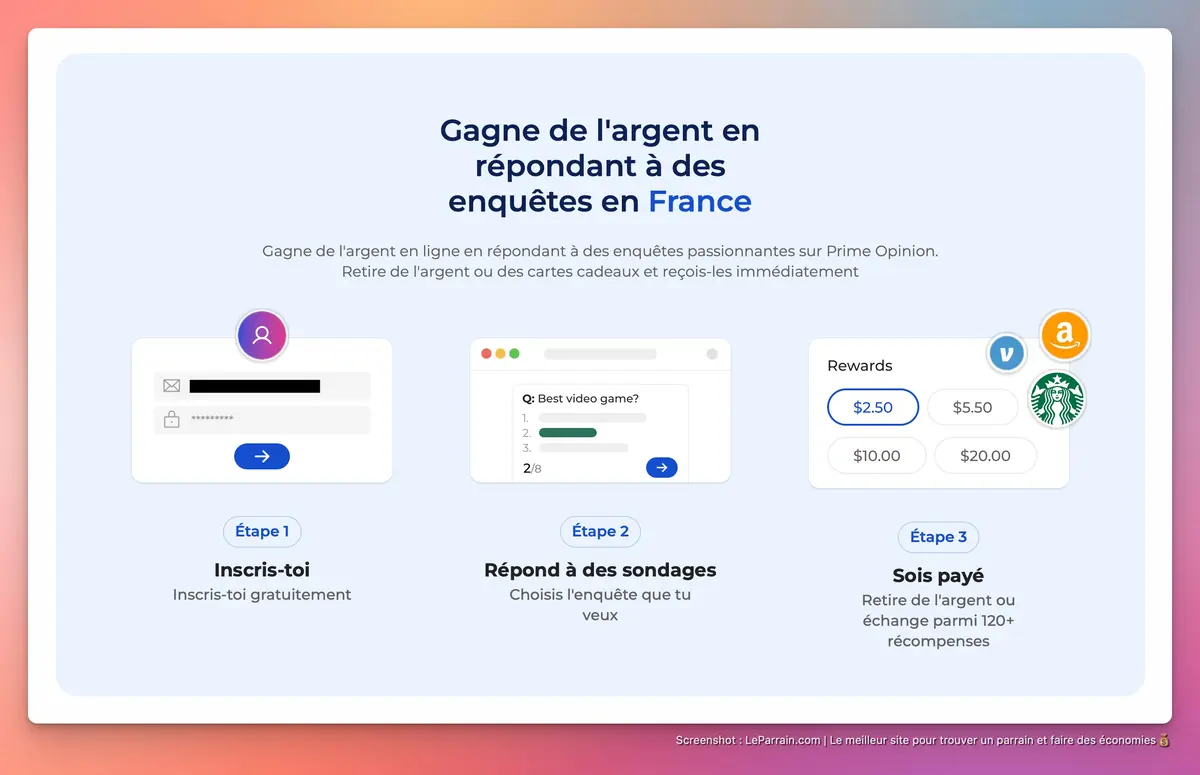 Capture d'écran 6 du programme de parrainage Prime Opinion