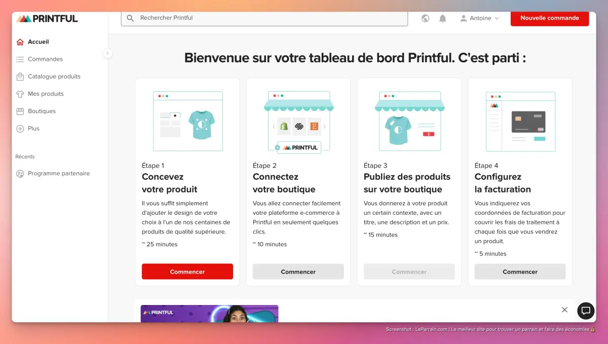 Capture d'écran 4 du programme de parrainage Printful