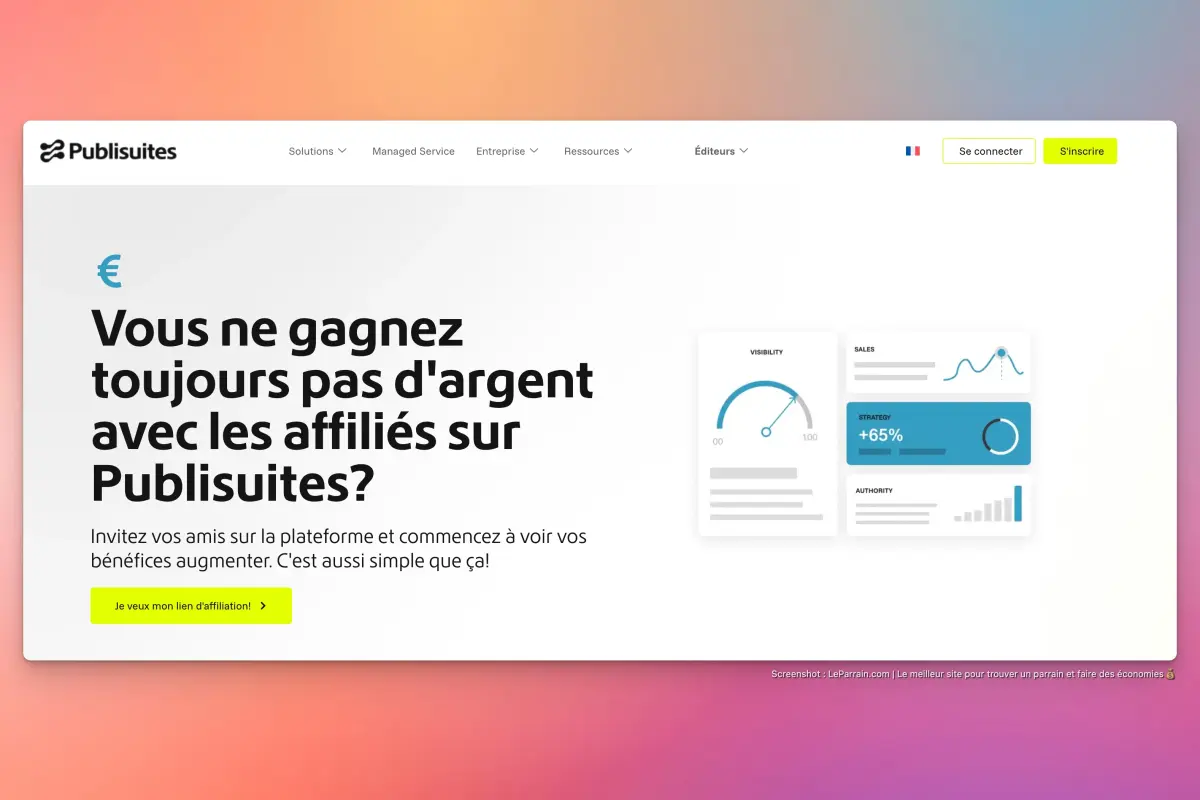 Capture d'écran 2 du programme de parrainage Publisuites - annonceur