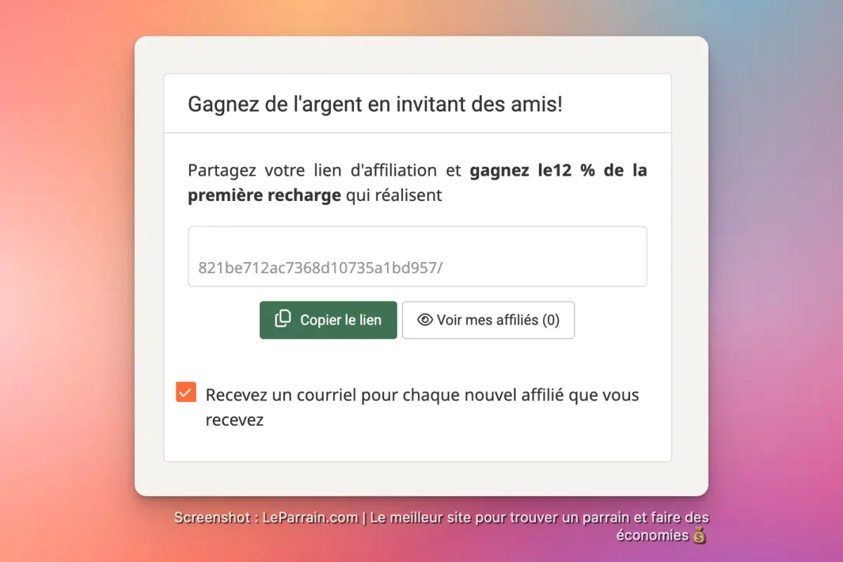 Capture d'écran 1 du programme de parrainage Publisuites - annonceur
