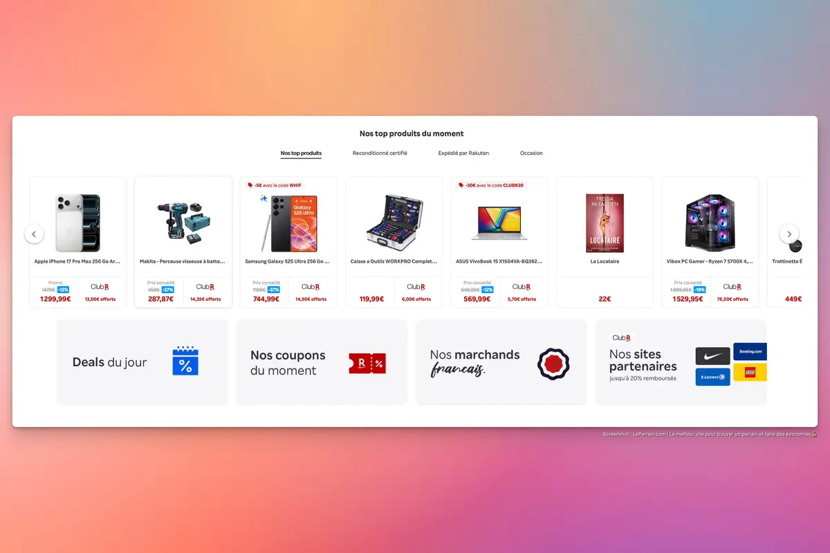 Capture d'écran 3 du programme de parrainage Rakuten