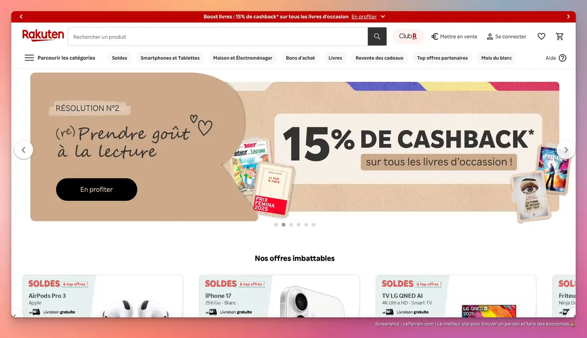 Capture d'écran 2 du programme de parrainage Rakuten