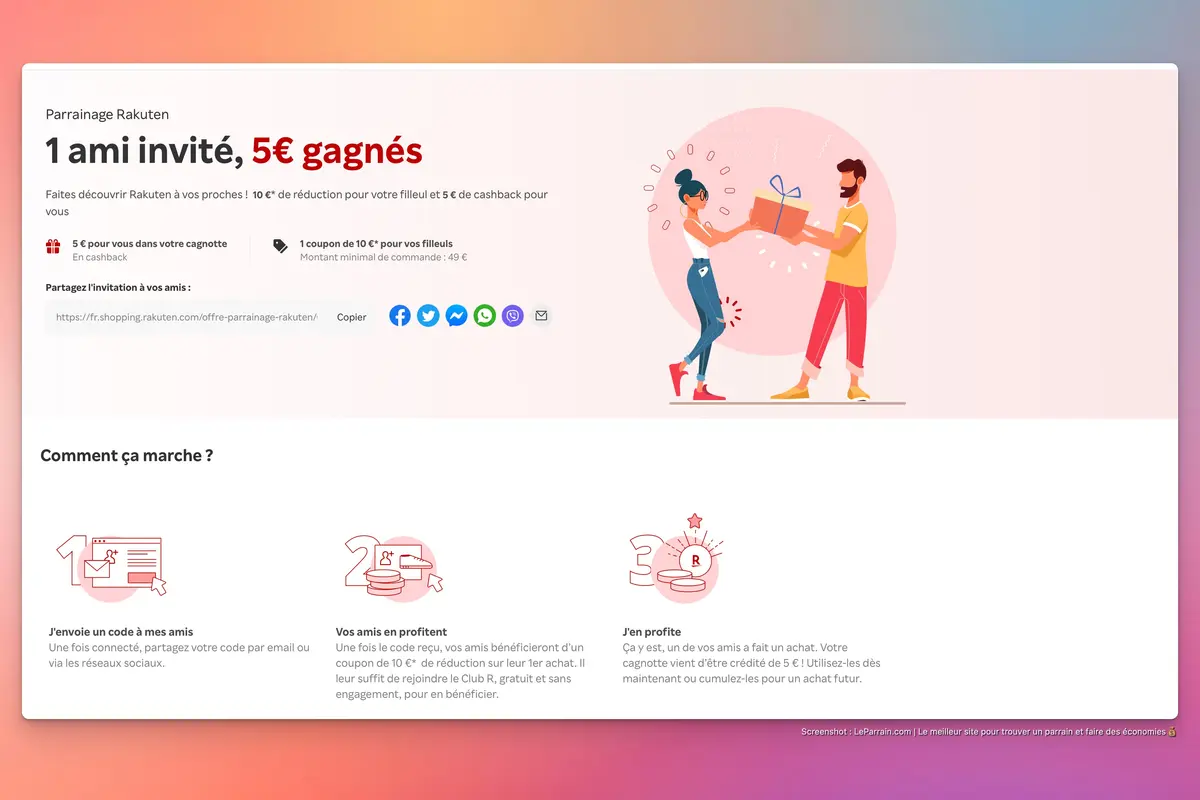Capture d'écran 7 du programme de parrainage Rakuten