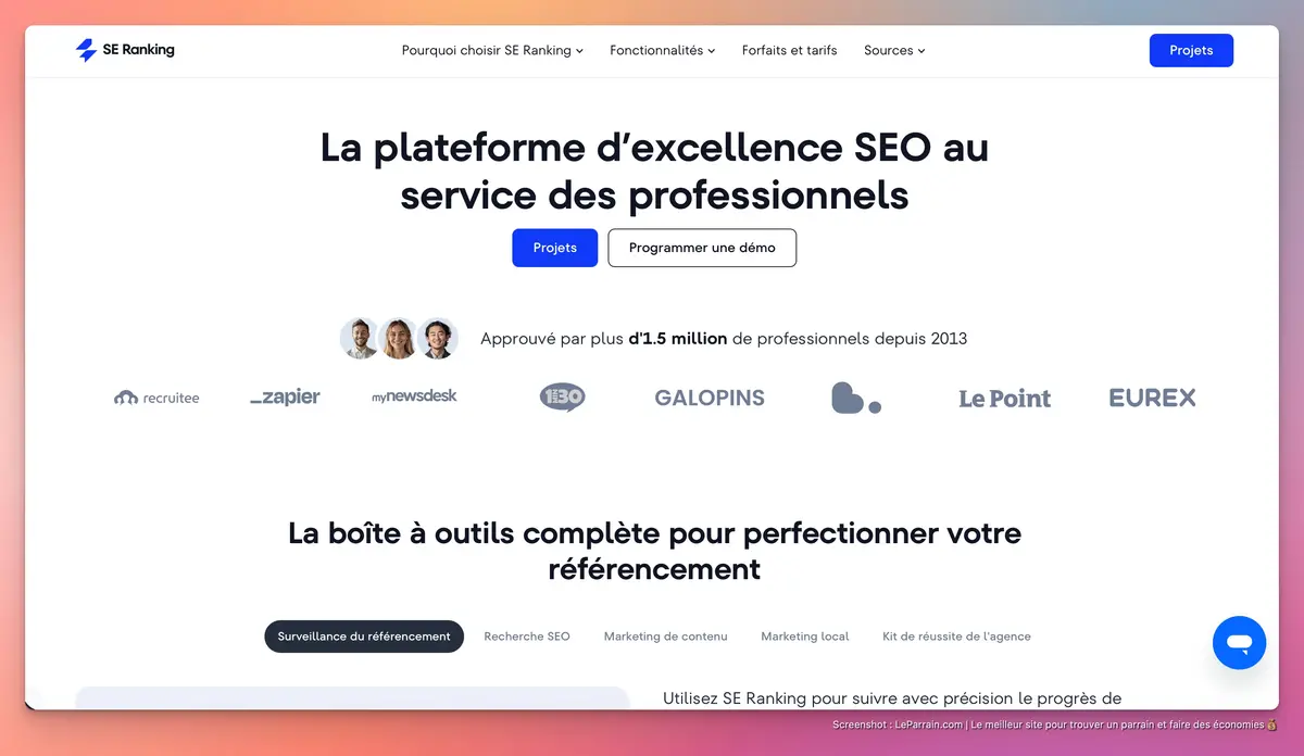 Capture d'écran 3 du programme de parrainage Se Ranking