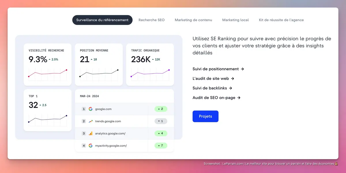 Capture d'écran 4 du programme de parrainage Se Ranking
