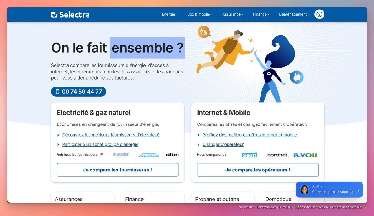 Capture d'écran 1 du programme de parrainage Selectra