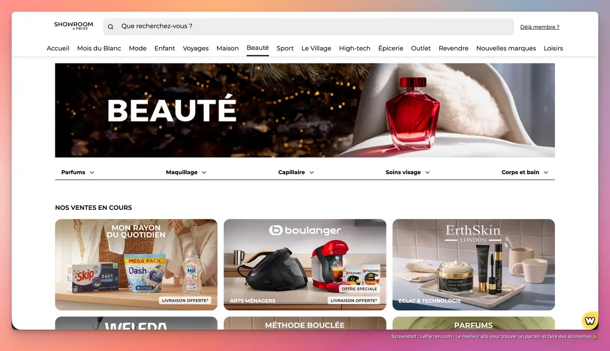 Capture d'écran 3 du programme de parrainage Showroomprive