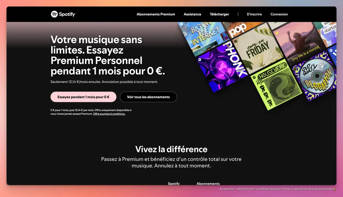 Capture d'écran 2 du programme de parrainage Spotify