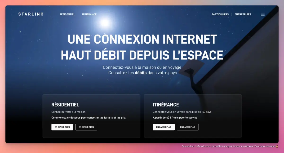 Capture d'écran 4 du programme de parrainage Starlink