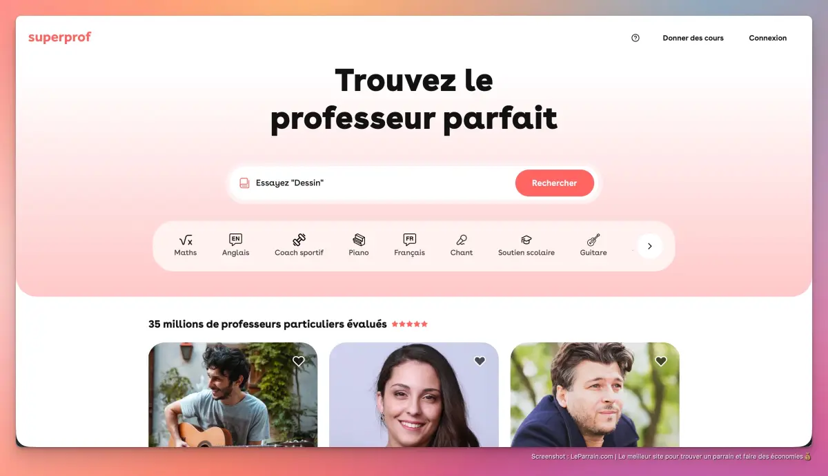 Capture d'écran 4 du programme de parrainage SuperProf