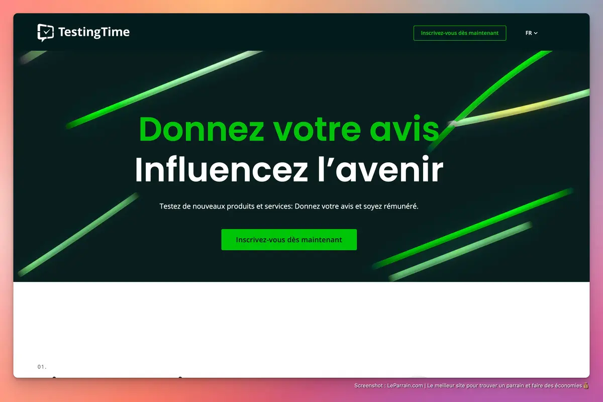 Capture d'écran 1 du programme de parrainage TestingTime