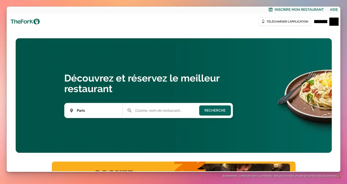 Capture d'écran 1 du programme de parrainage The Fork
