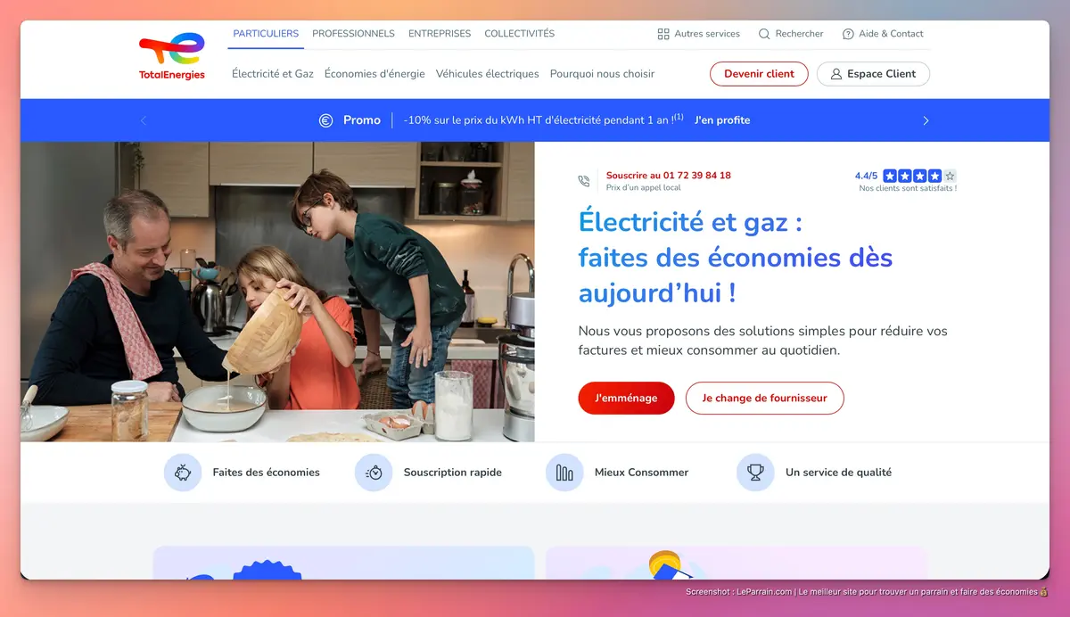 Capture d'écran 3 du programme de parrainage TotalEnergies