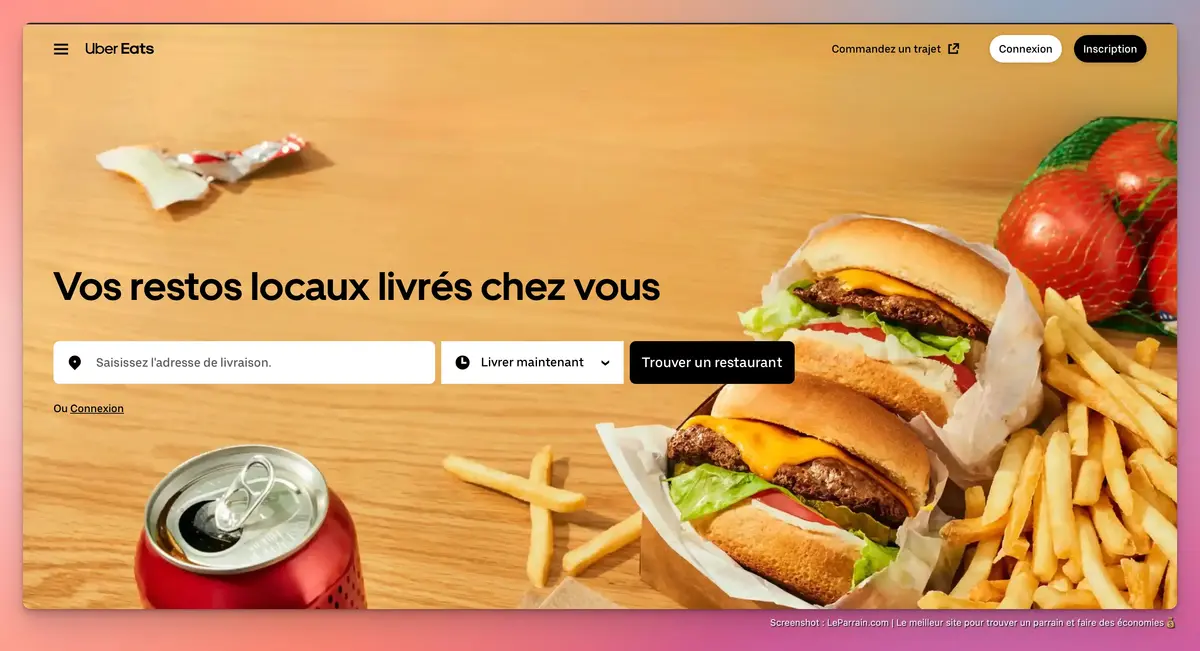 Capture d'écran 2 du programme de parrainage Uber Eats
