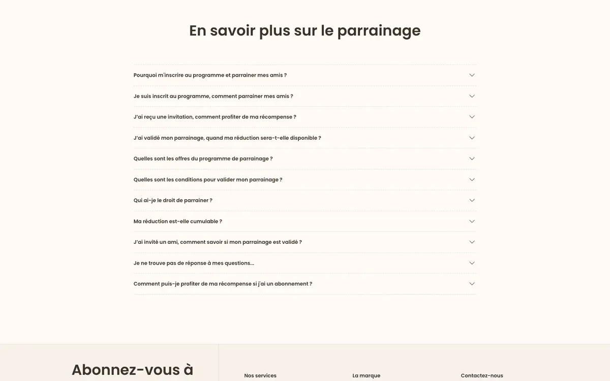 Page du programme de parrainage Ultra Premium Direct