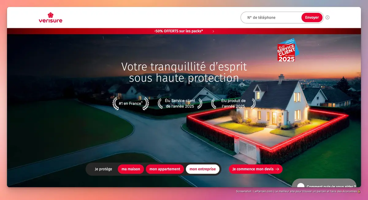 Capture d'écran 1 du programme de parrainage Verisure