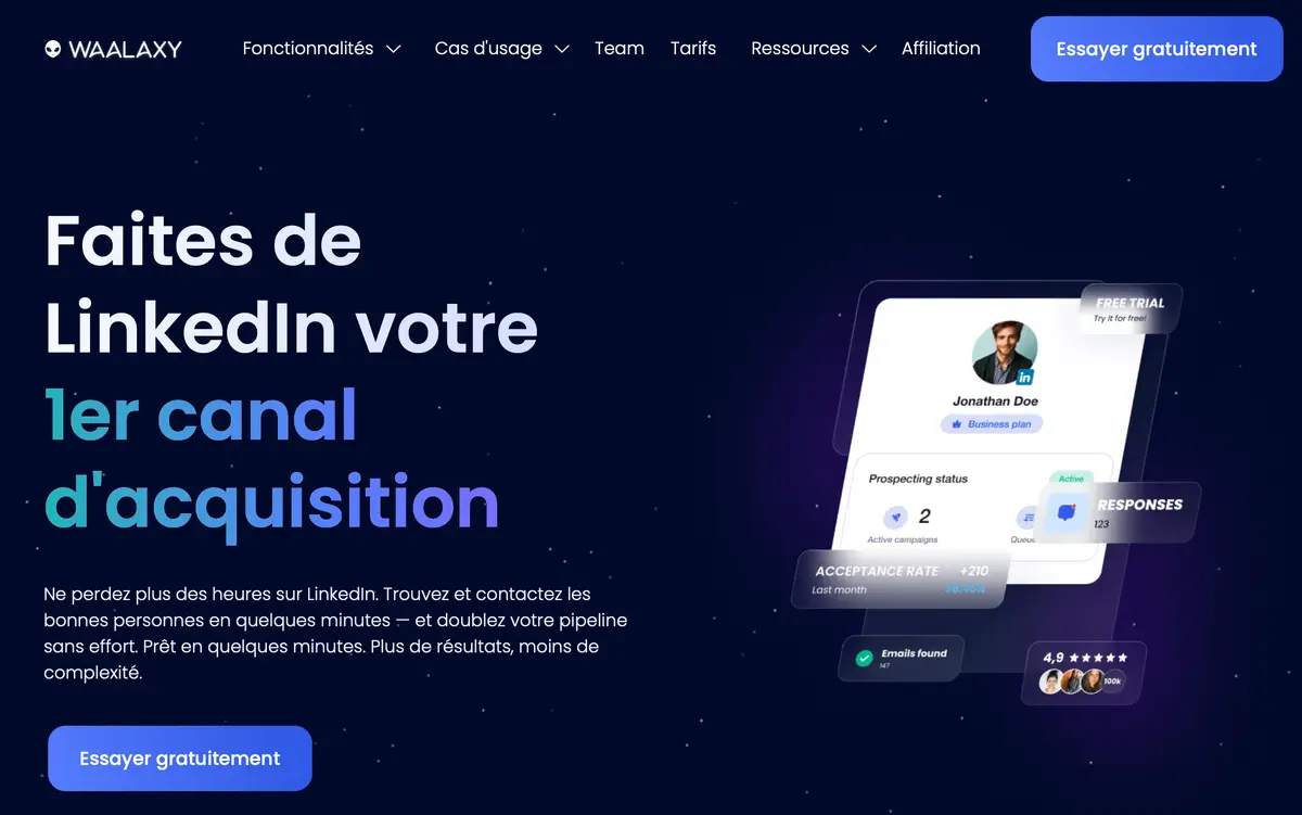Capture d'écran 2 du programme de parrainage Waalaxy