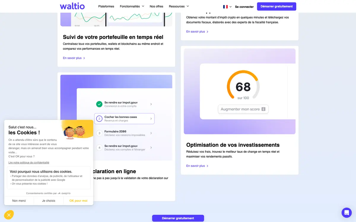 Aperçu du site Waltio