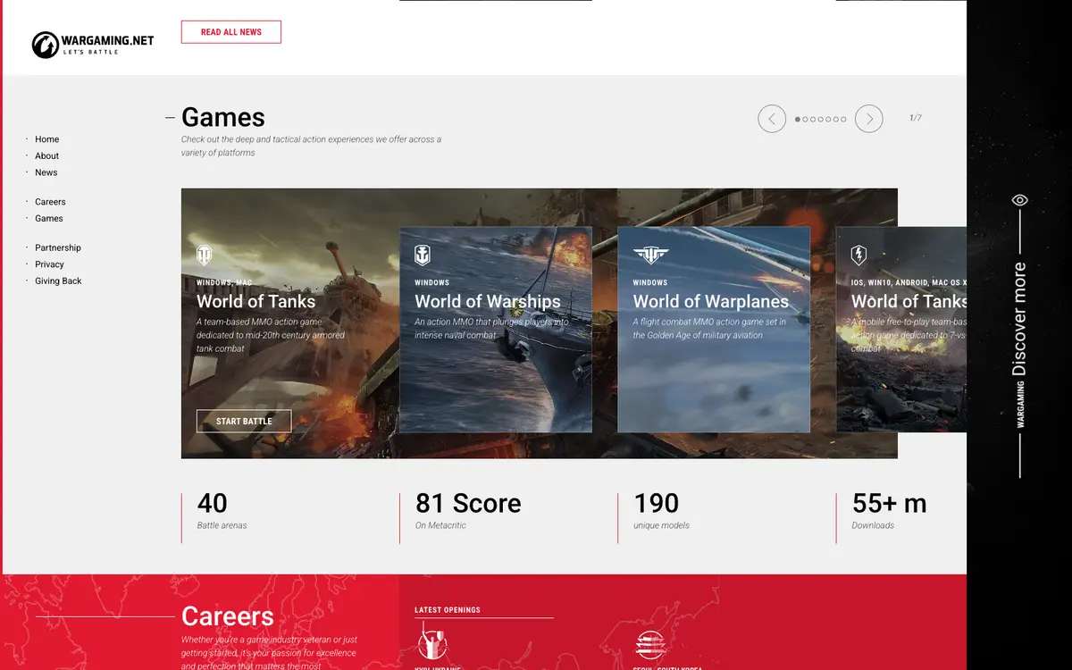 Aperçu du site Wargaming