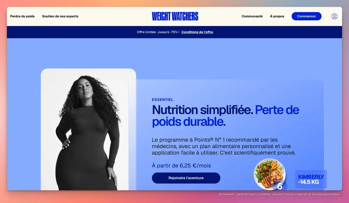 Capture d'écran 2 du programme de parrainage WeightWatchers