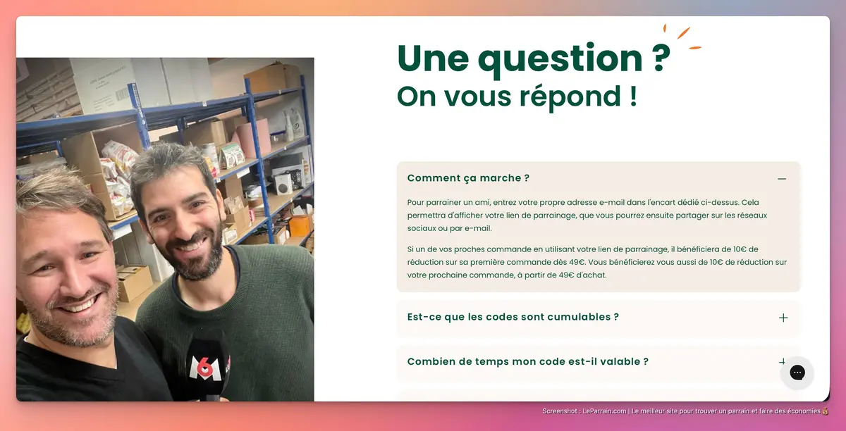 Capture d'écran 1 du programme de parrainage Willy Antigaspi