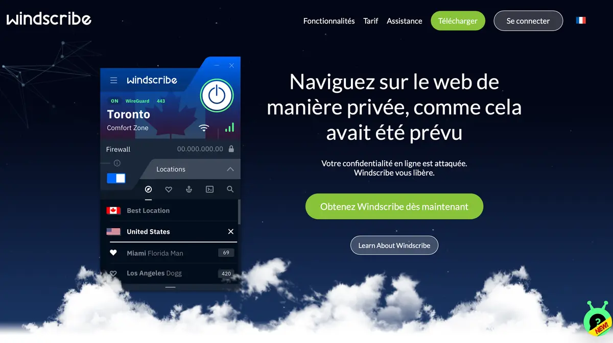 Capture d'écran 1 du programme de parrainage Windscribe