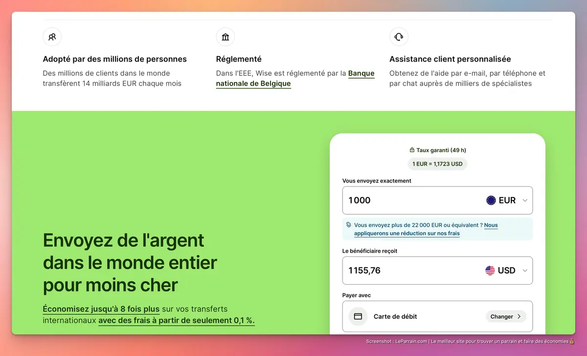 Capture d'écran 4 du programme de parrainage Wise