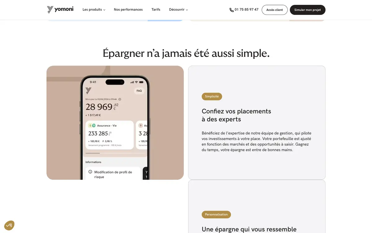 Aperçu du site Yomoni