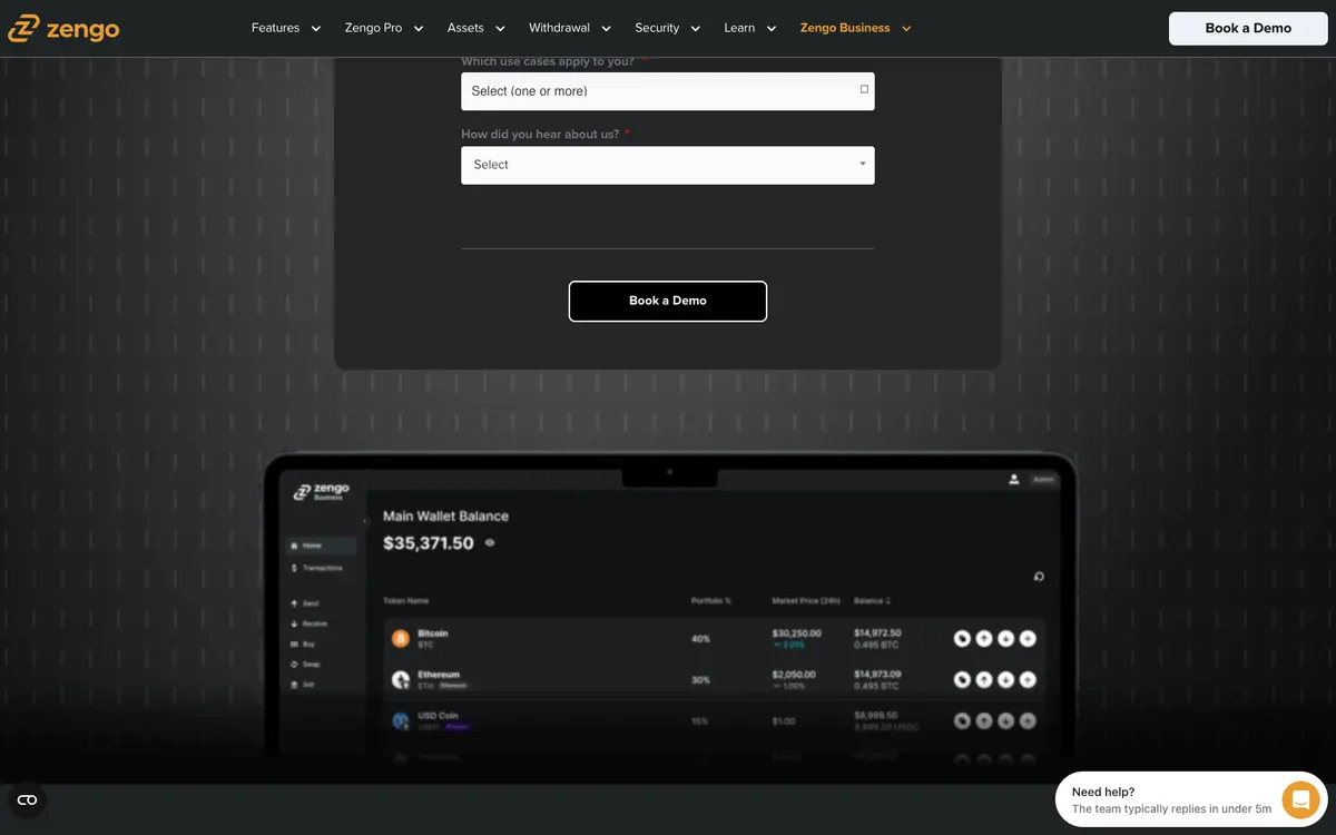 Aperçu du site ZenGo